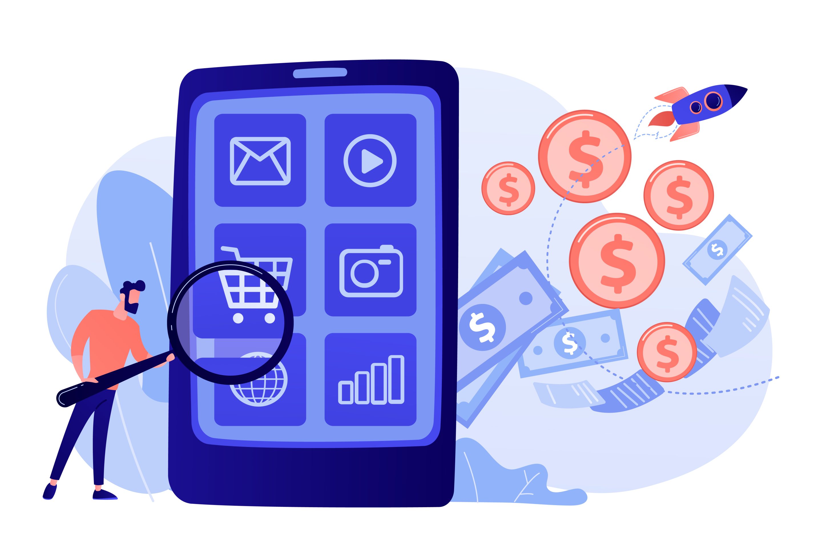 App monetization concept vector illustration.