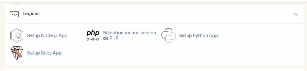 section logiciel o2switch section logiciel version php o2switch